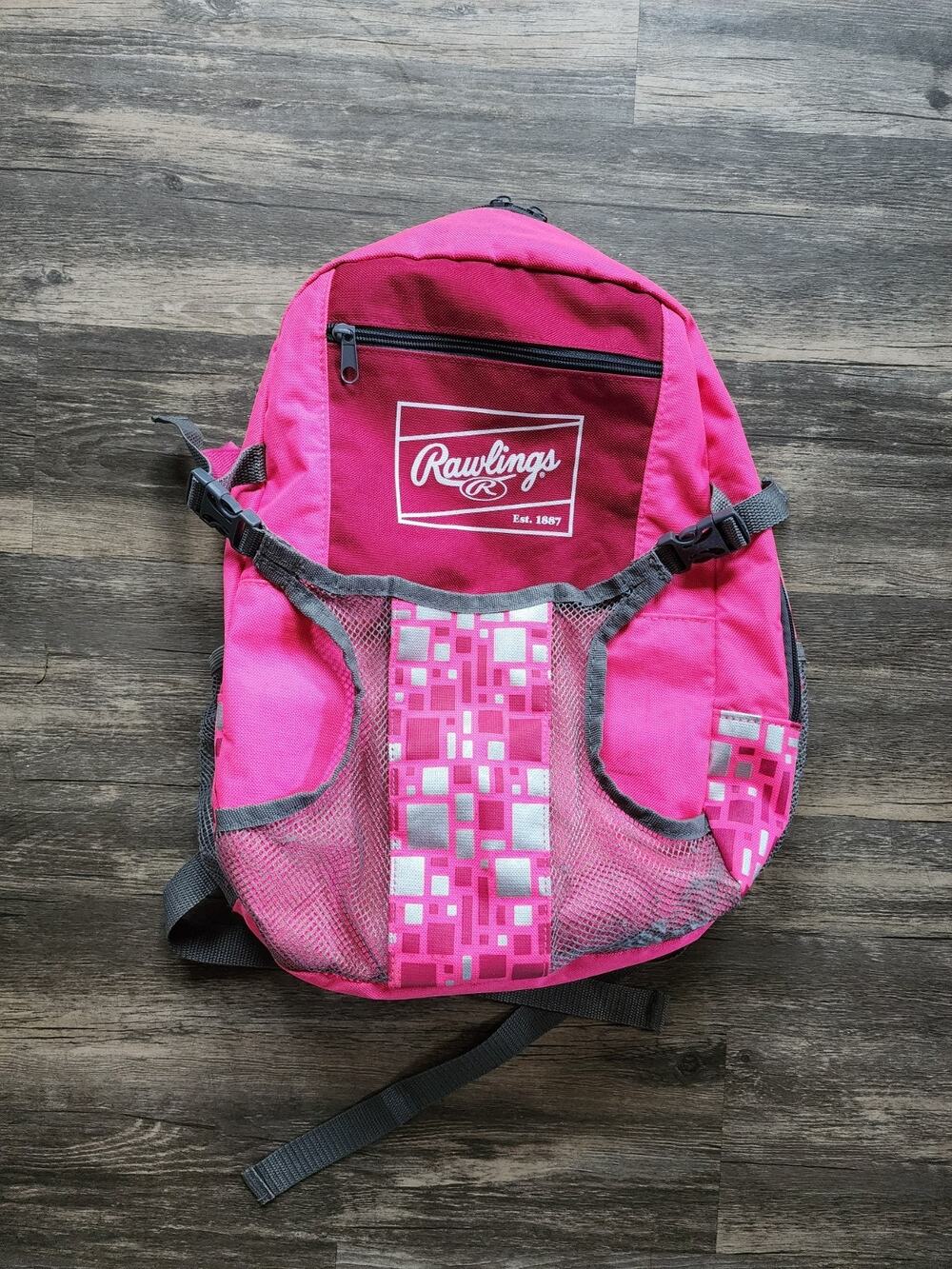 Rawlings Pink Youth Girls Softball Bag Bat Bag Backpack Equipment 15"X12"